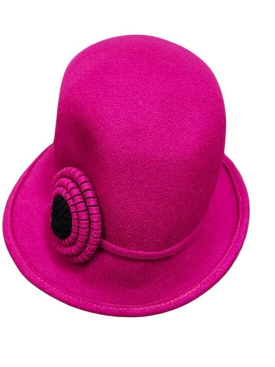 Adora Women’s Fuchsia 100% Wool Cloche Hat Flower One Size Vintage Style main image 9